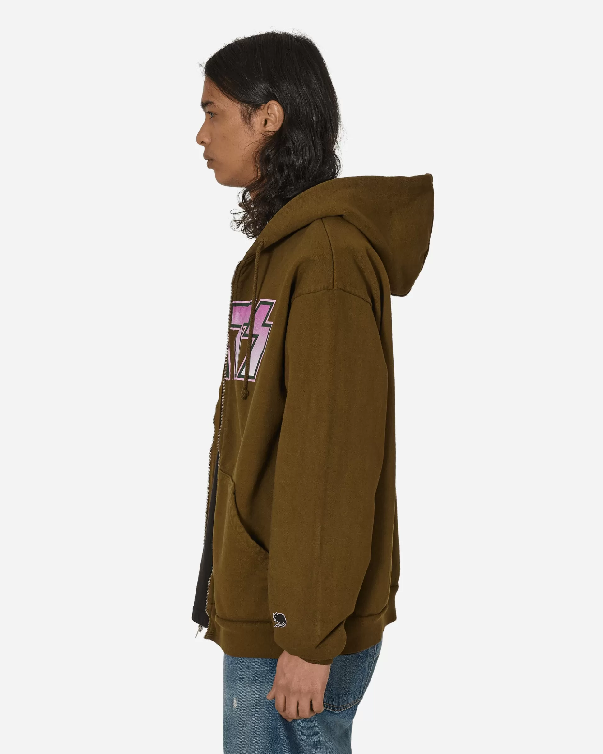 Stray Rats Ratstar Zip Up Hoodie Olive Outlet
