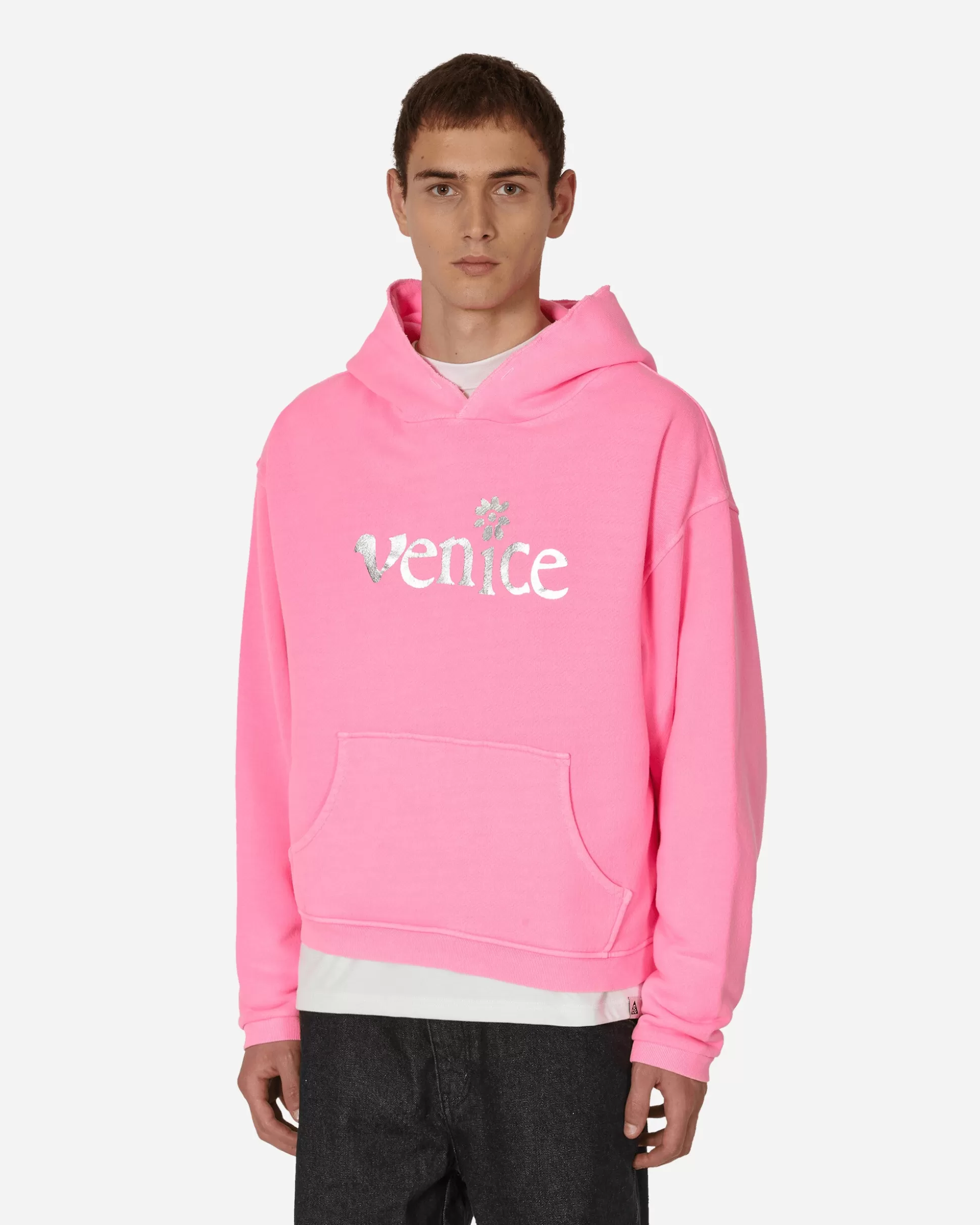 ERL Silver Printed Venice Hooded Sweatshirt Pink Outlet
