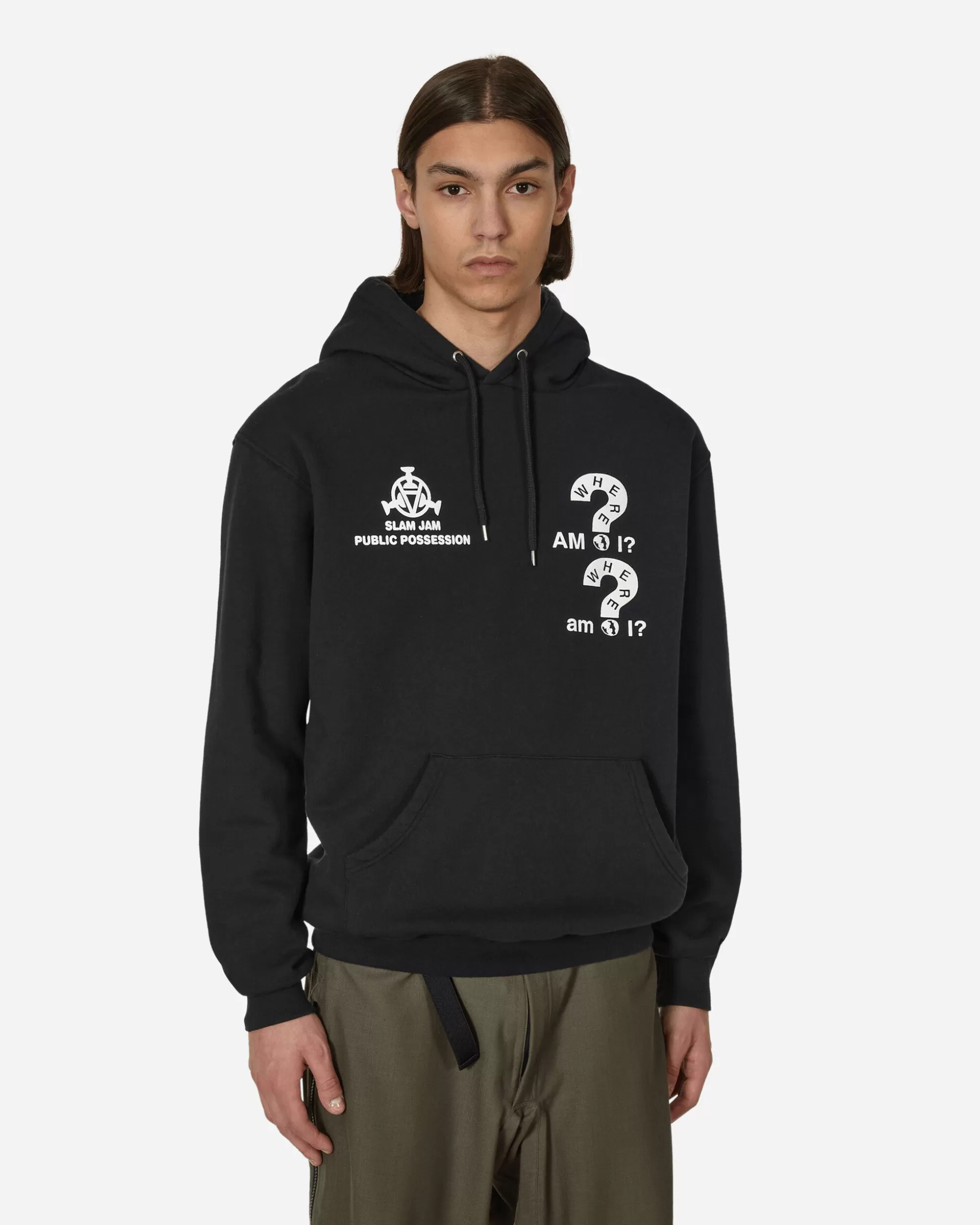 Public Possession Slam Jam Where Am I Hooded Sweatshirt Black Discount