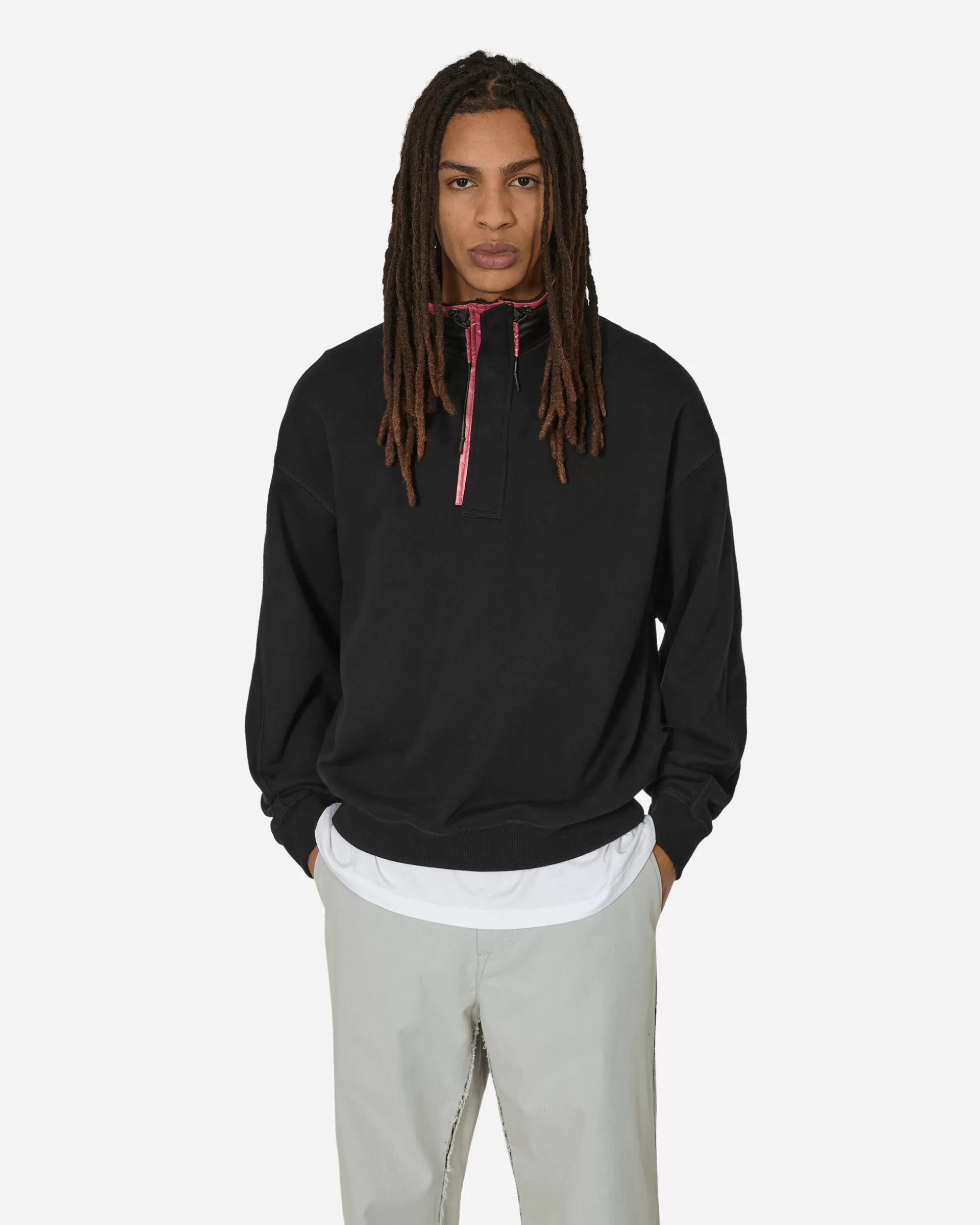 Unaffected Stand Collar Half Zip Sweatshirt Black Clearance