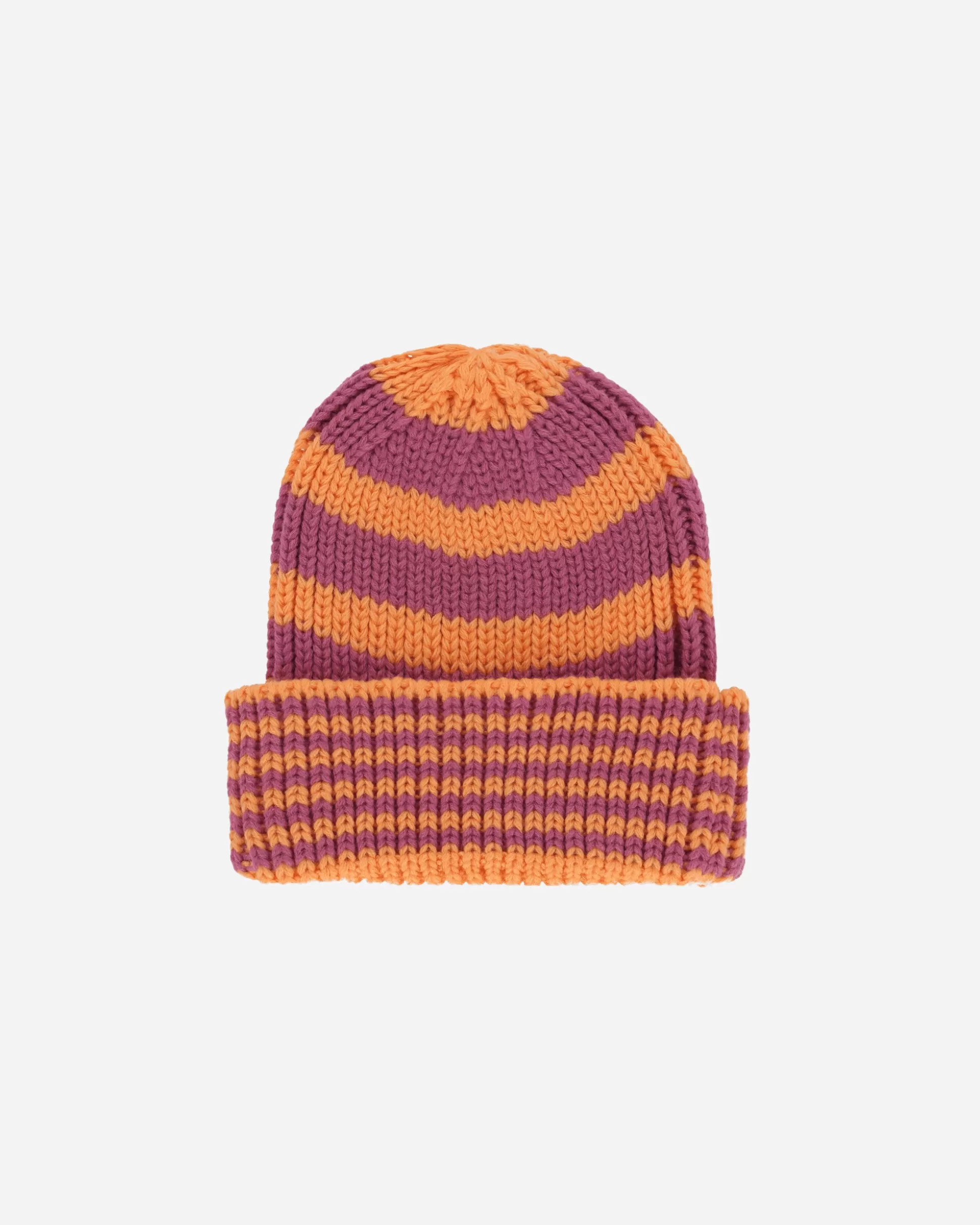 New Era Stripe Cuff Knit Beanie Orange Hot