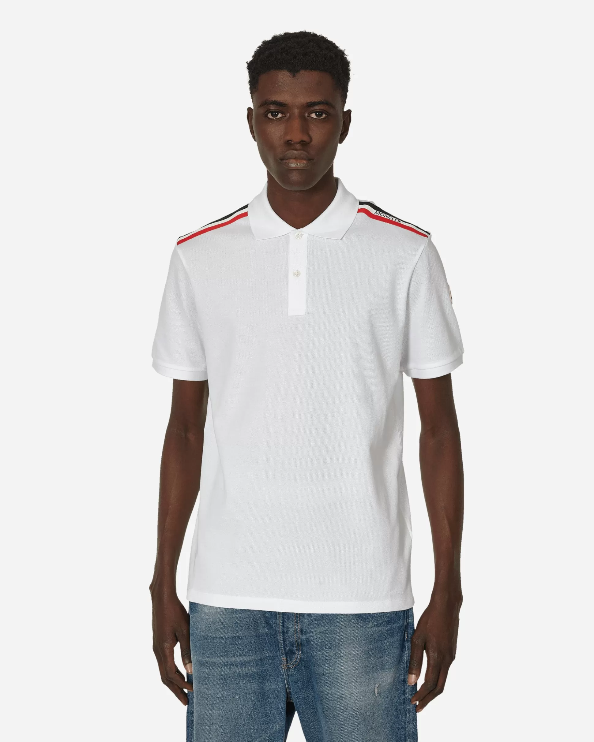 Moncler Striped Polo Shirt White Store