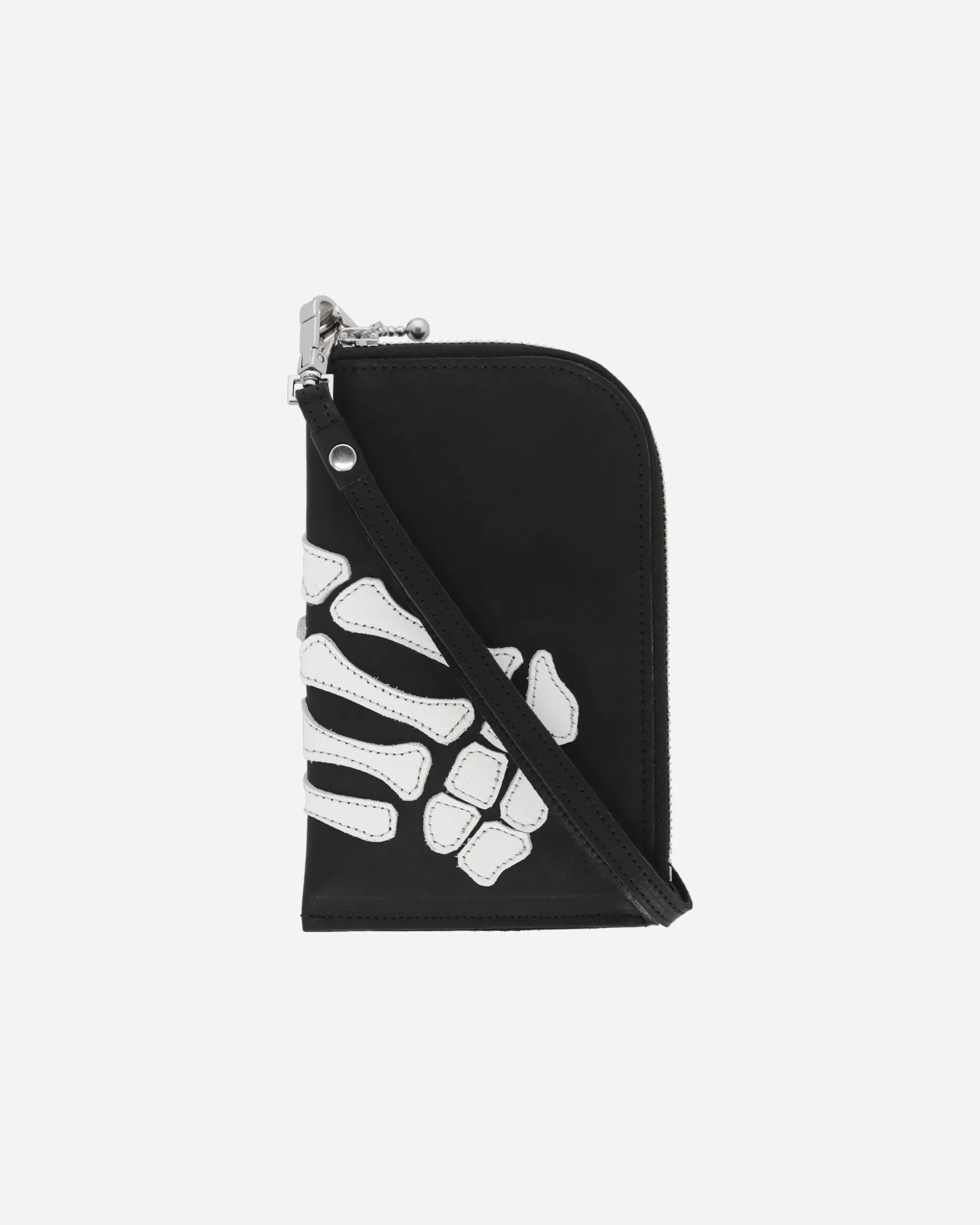 KAPITAL Thumb-Up Bone Hand Zip Neck Pouch Black Discount