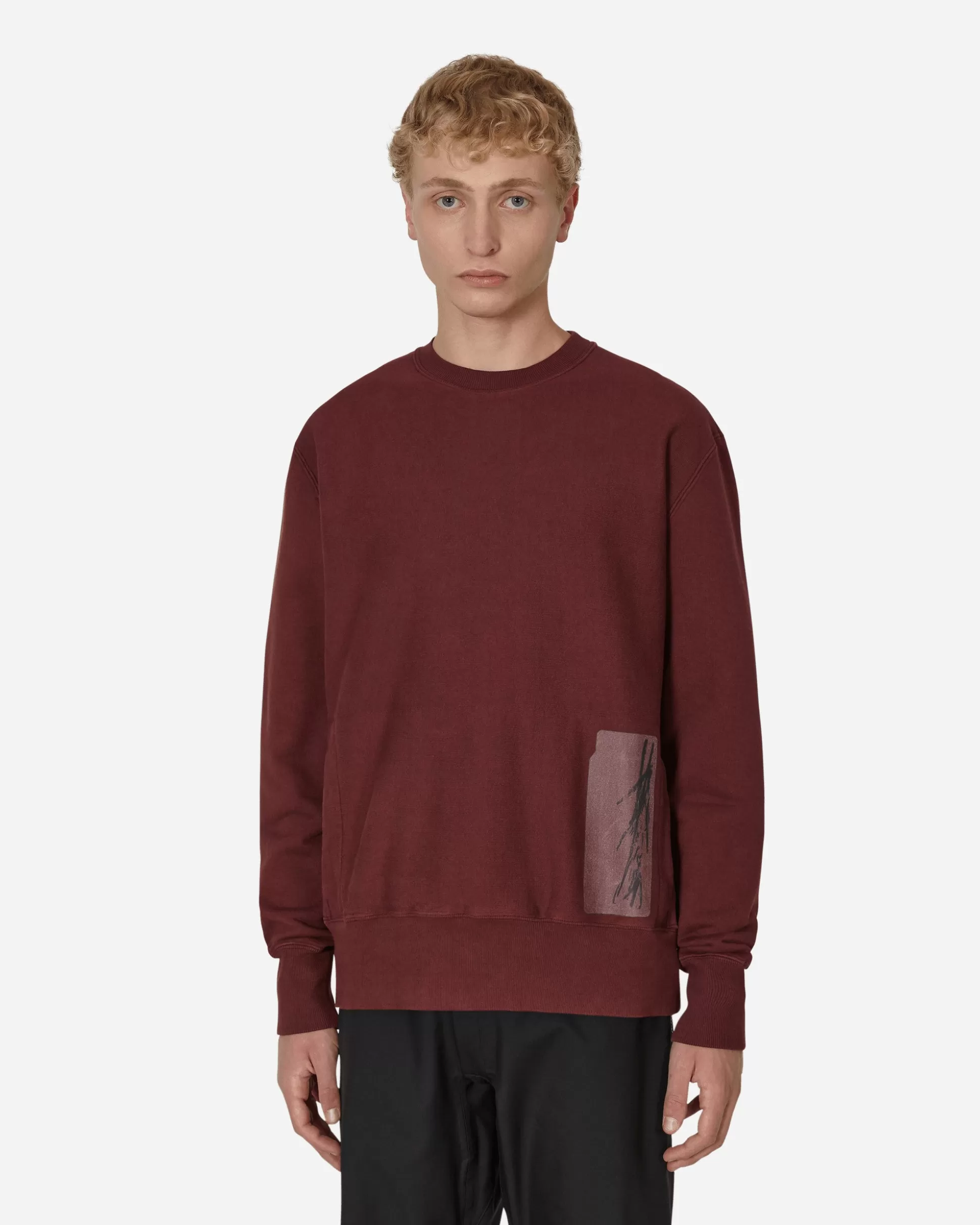 GR10K Transcript Stoarage Unbrushed Crewneck Sweatshirt Red New