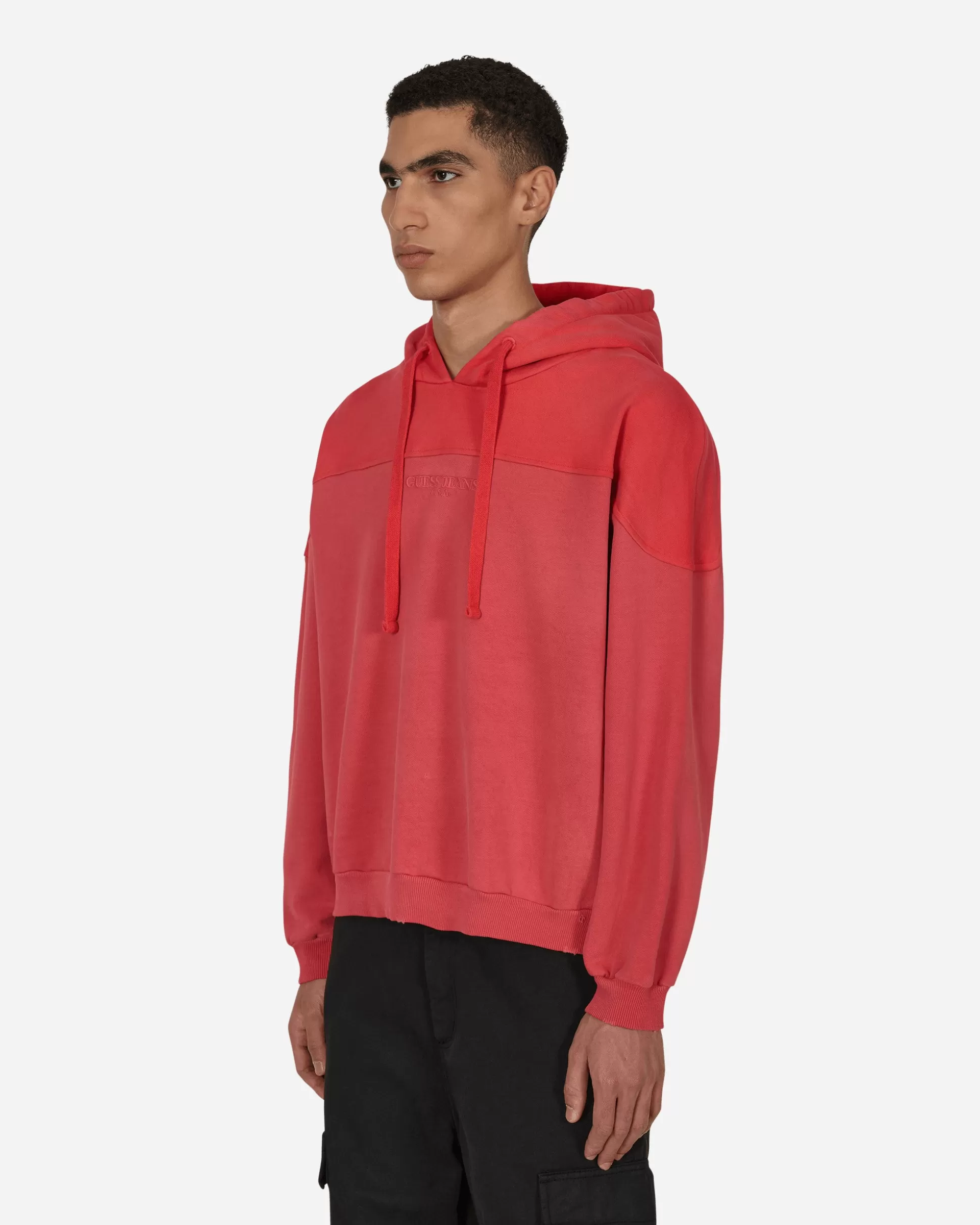 Guess USA Two Tone Hooded Sweatshirt Red Clearance