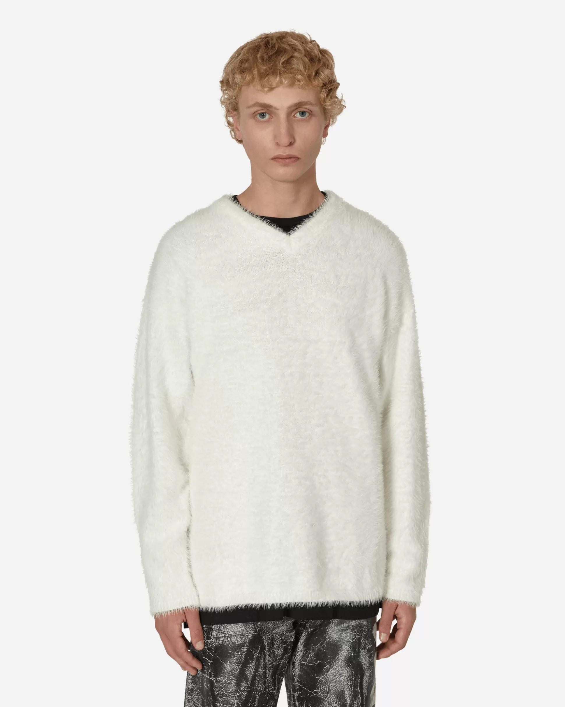 ERL V-Neck Hairy Sweater White Store