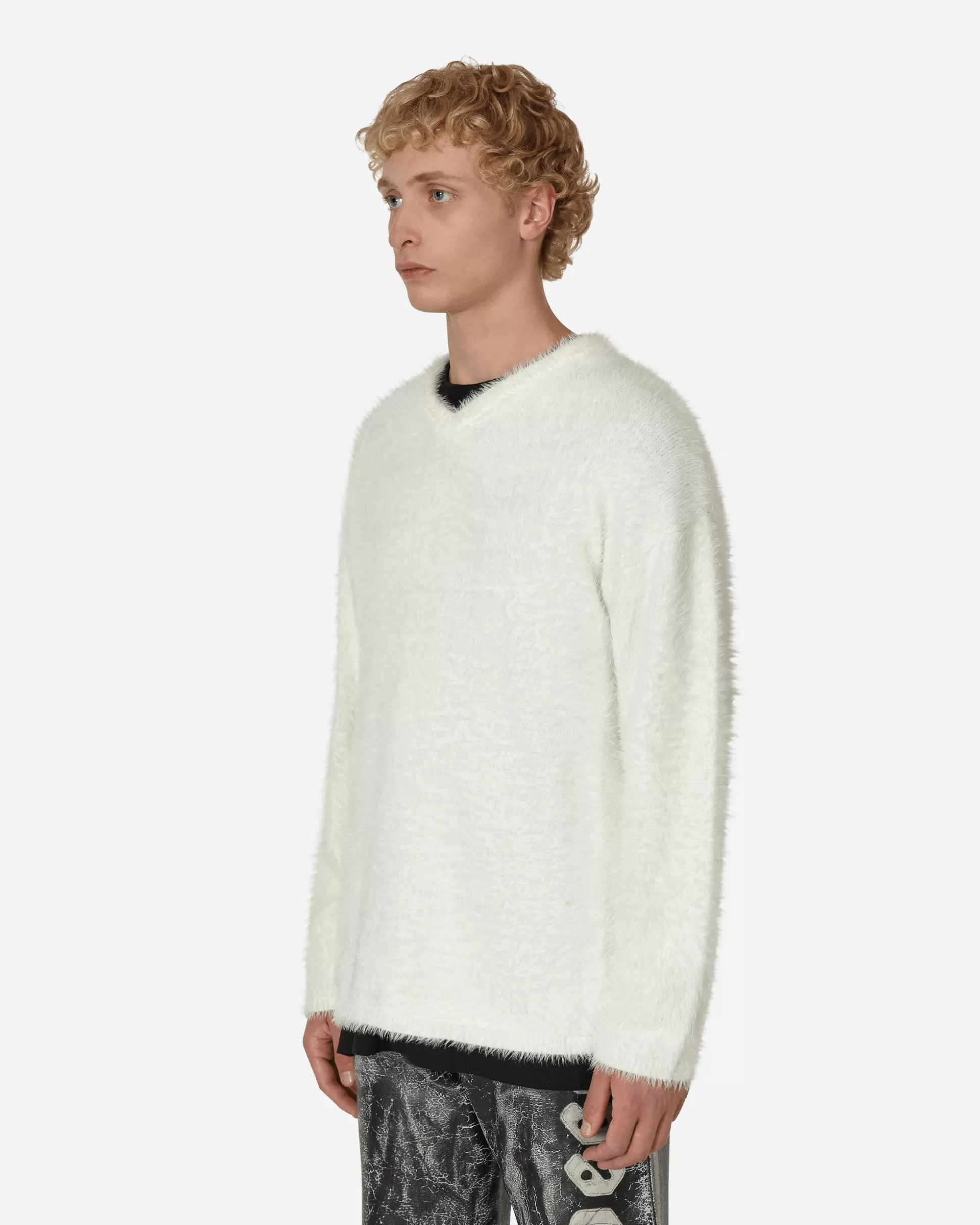 ERL V-Neck Hairy Sweater White Store