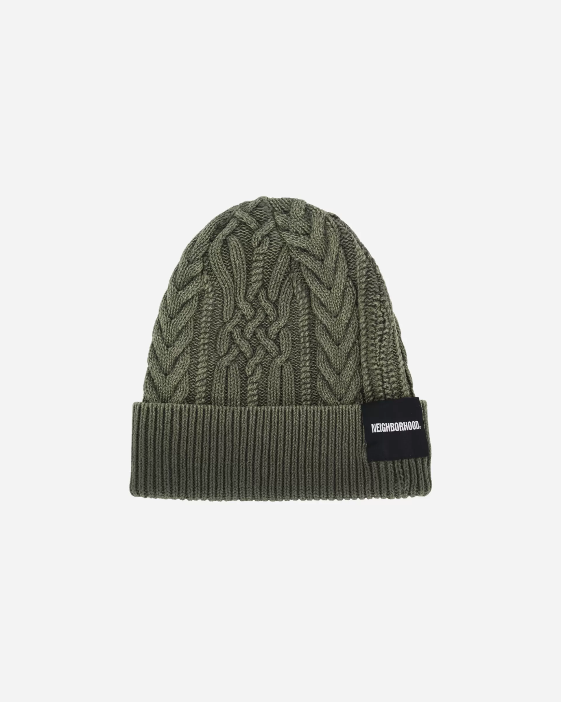 Neighborhood Washed Cable Beanie Olive Drab Flash Sale