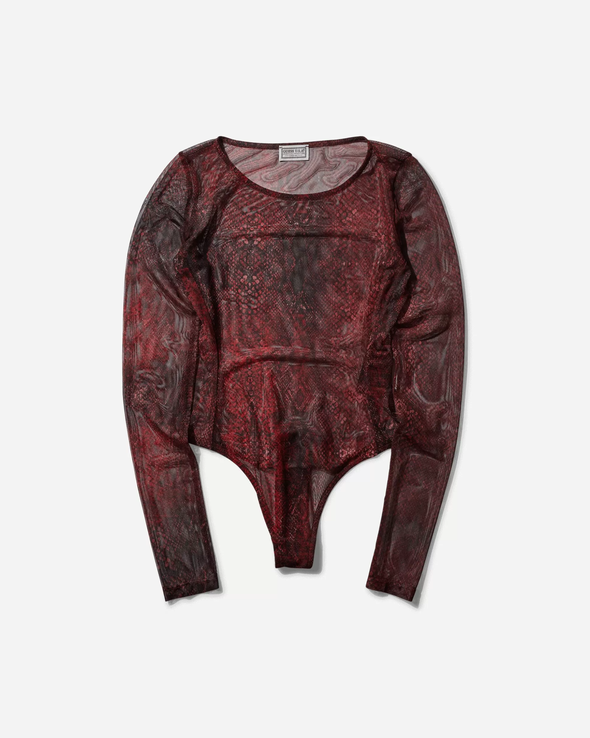Guess USA Women's Printed Mesh Bodysuit Petite Flash Sale