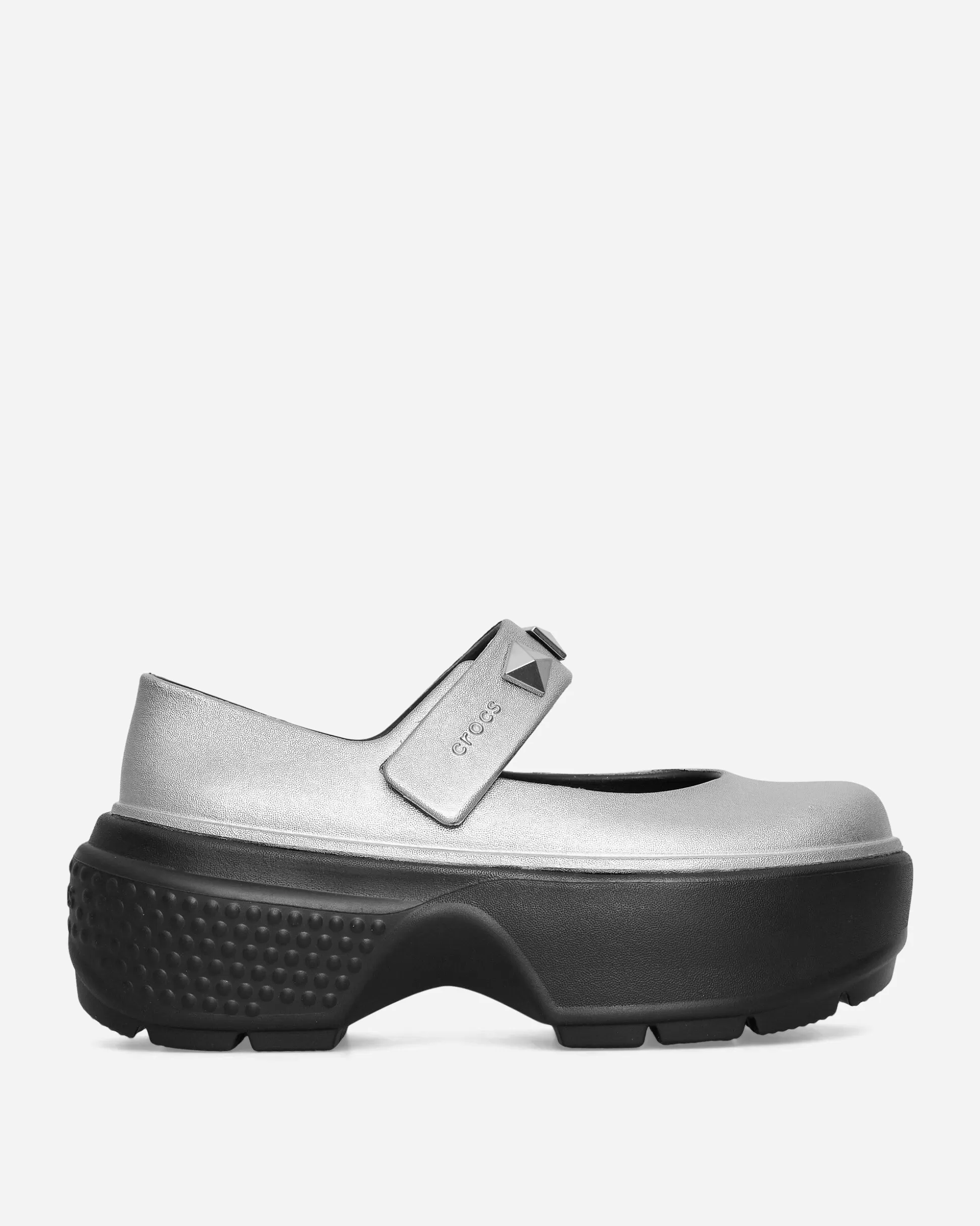 Crocs Women's Stomp Metallic Mary Jane Clogs Silver New