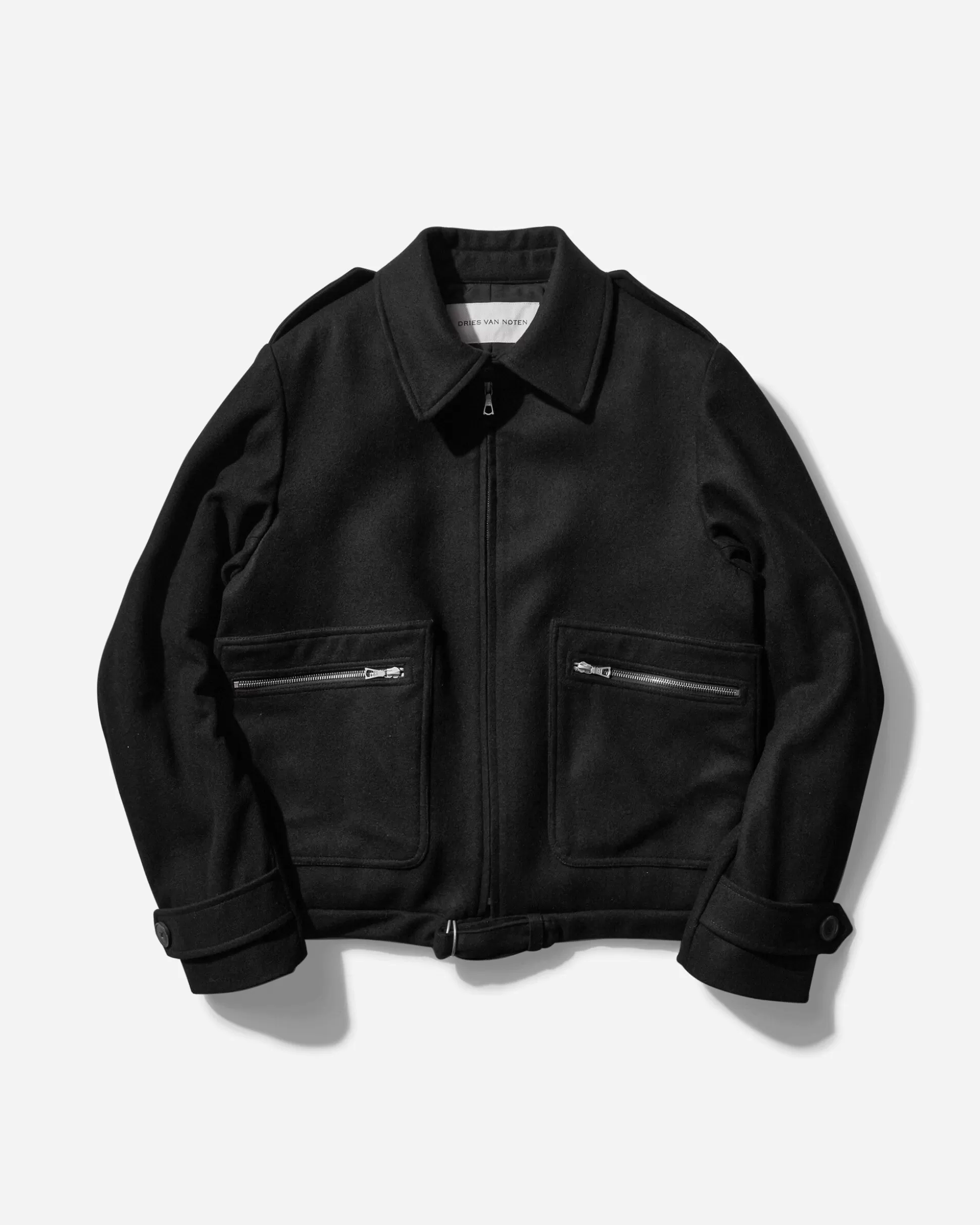 Dries Van Noten Wool Zipped Jacket Black Outlet