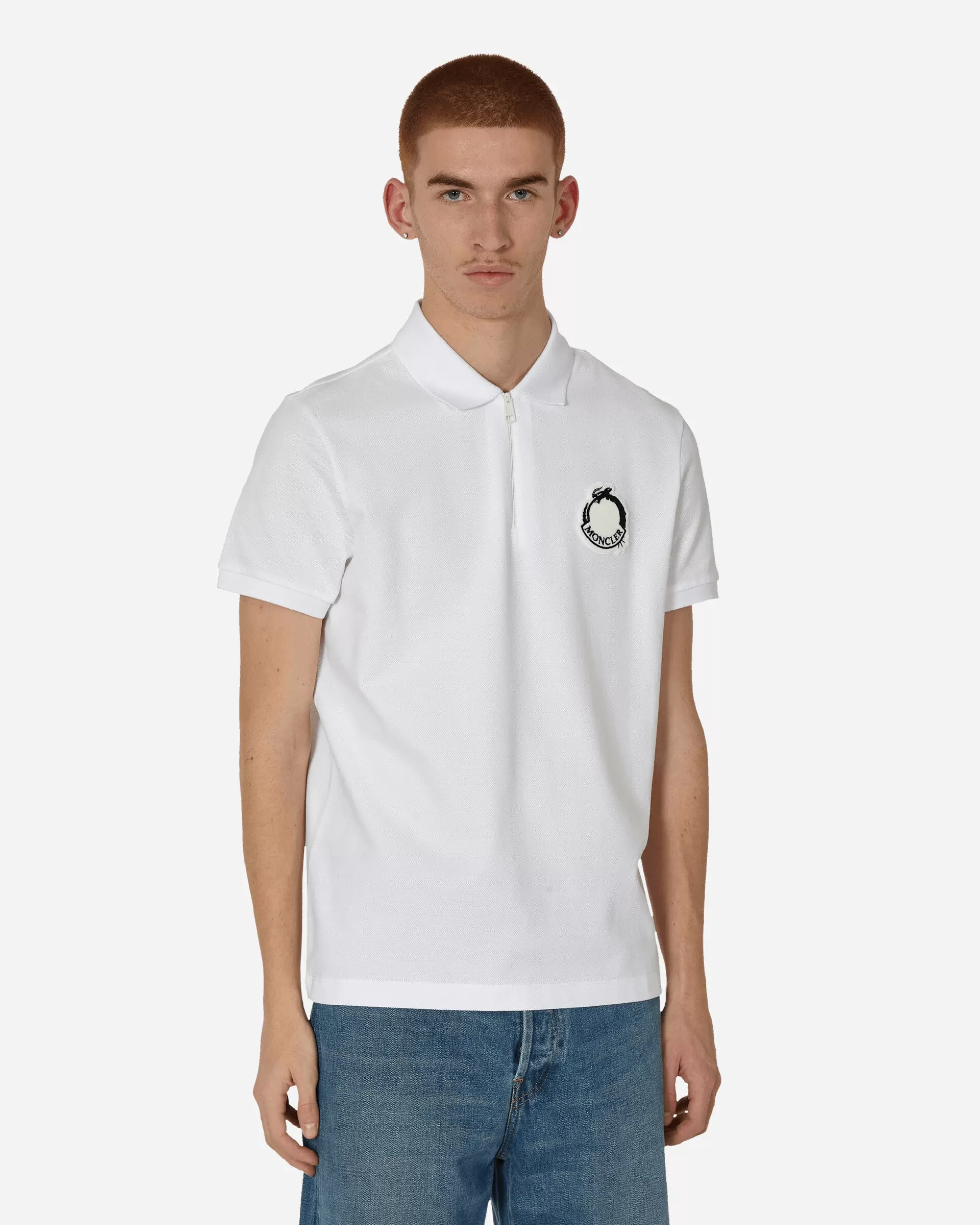 Moncler Year of The Dragon Logo Patch Polo Shirt White Store